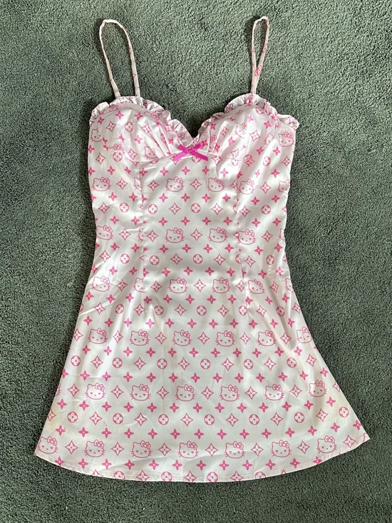 Ouchhh Other - Y2K Ouchhh Hello Kitty Print Satin Chemise Slip Babydoll Dress LV Print McBling